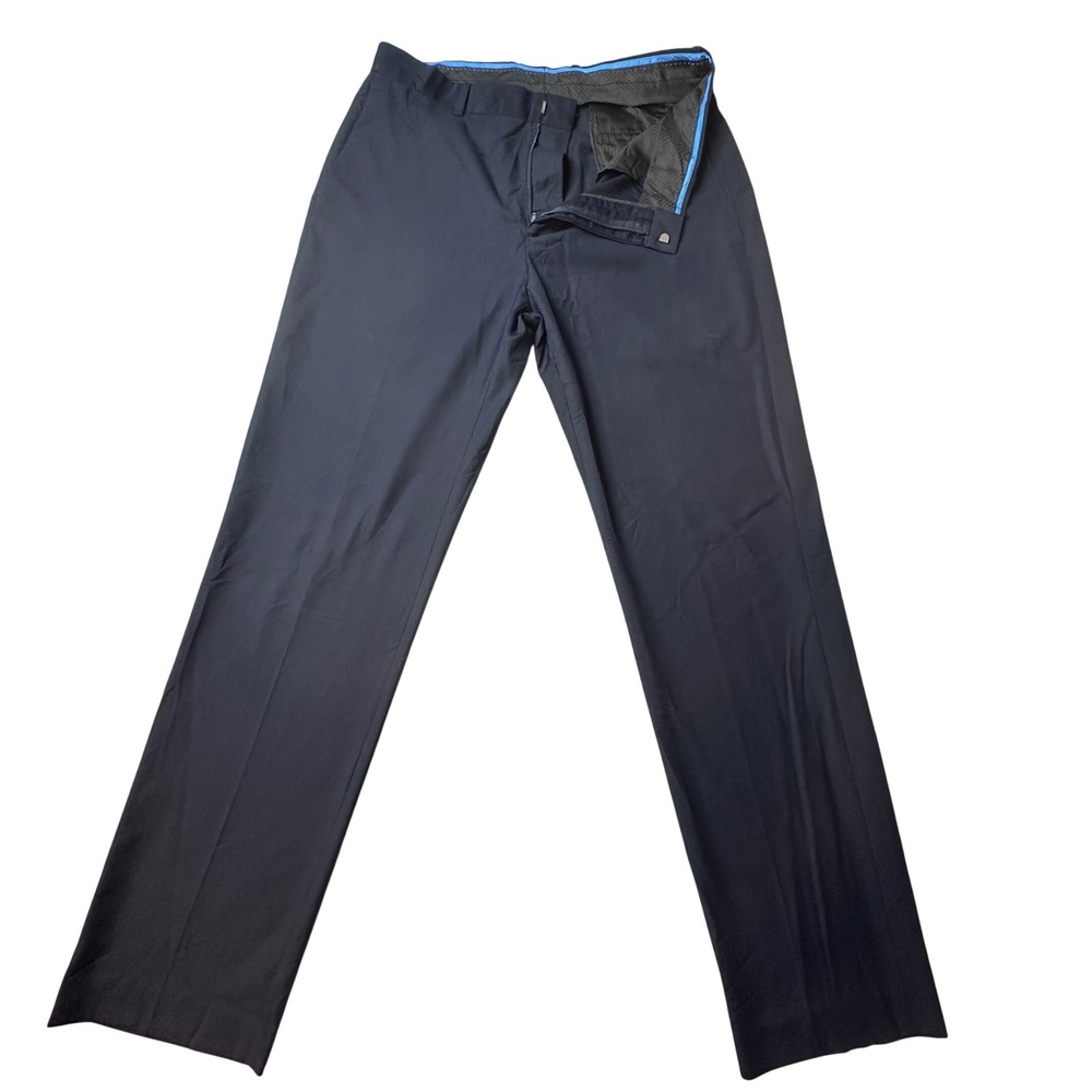 AXIST Dress Pants Mens 34x33 Navy‎ Blue Flat Front Straight Leg Trousers 32061
